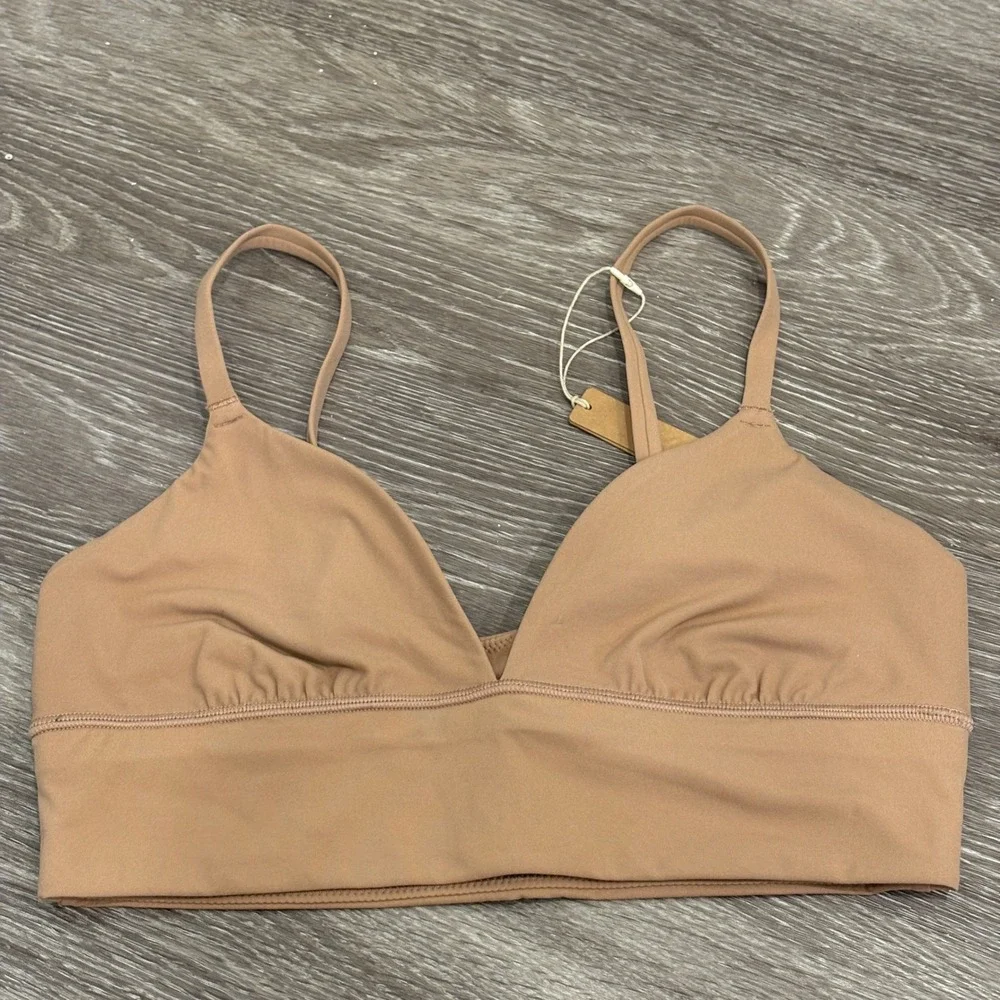 SKIMS Fits Everybody Triangle Longline Bralette Sienna Tan Medium Loungewear New - Picture 3 of 11